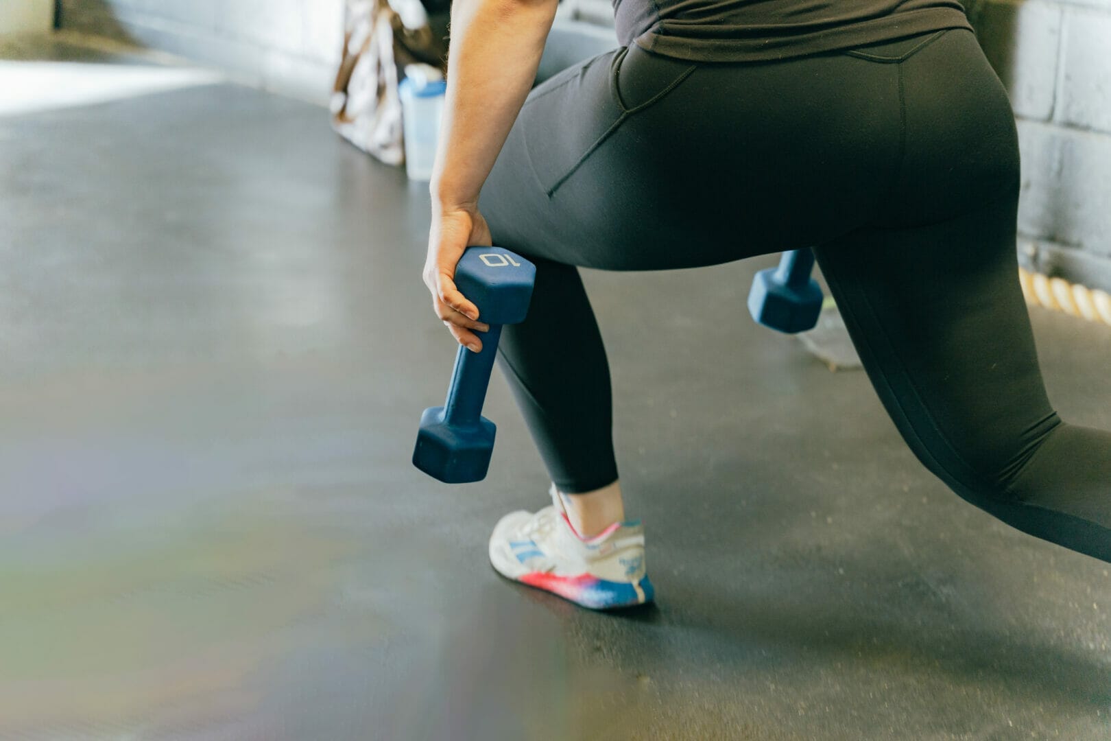 woman working out at home