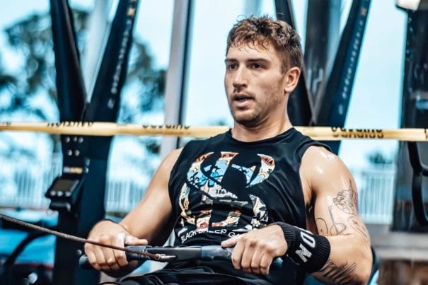 Man working out on a group training